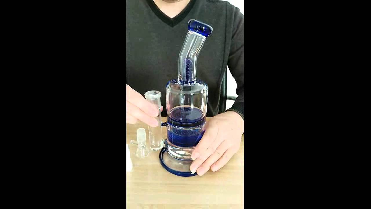 glass bong glass smoking pipe glass water pipe with 2 cyclone filter