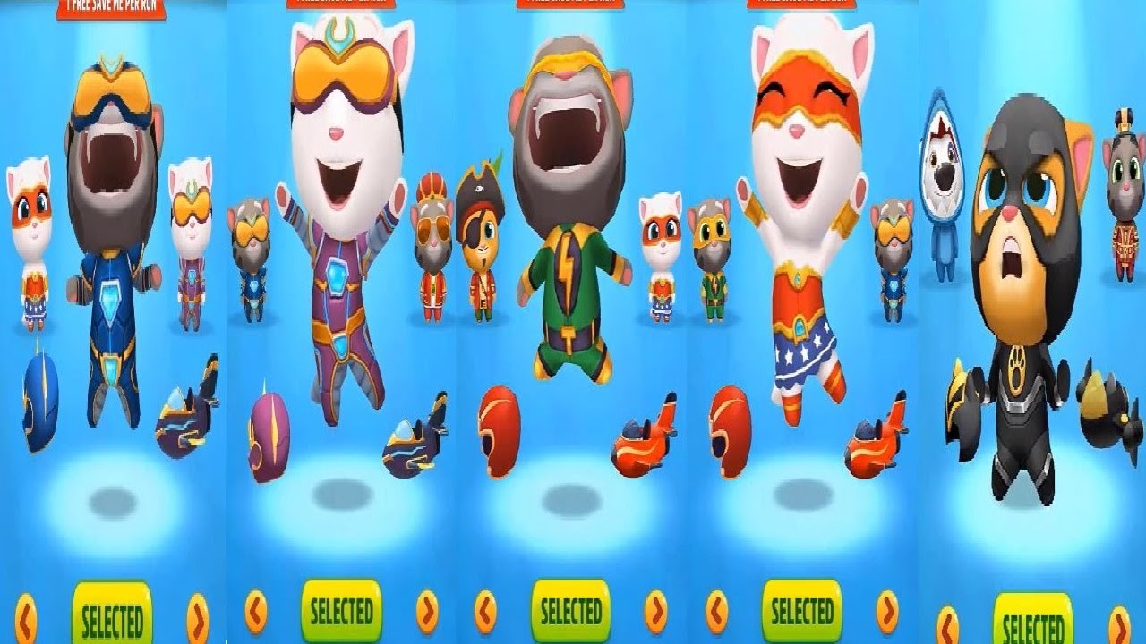 Talking Tom Gold Run Super TOM VS Super ANGELA VS SUPER GINGER VS  Hyper Tom VS Cyber Angela