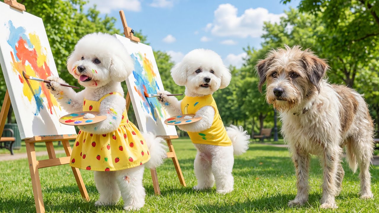 Talented Puppy Sells Paintings! 🎨 Raising Money for Homeless Dogs 🐕