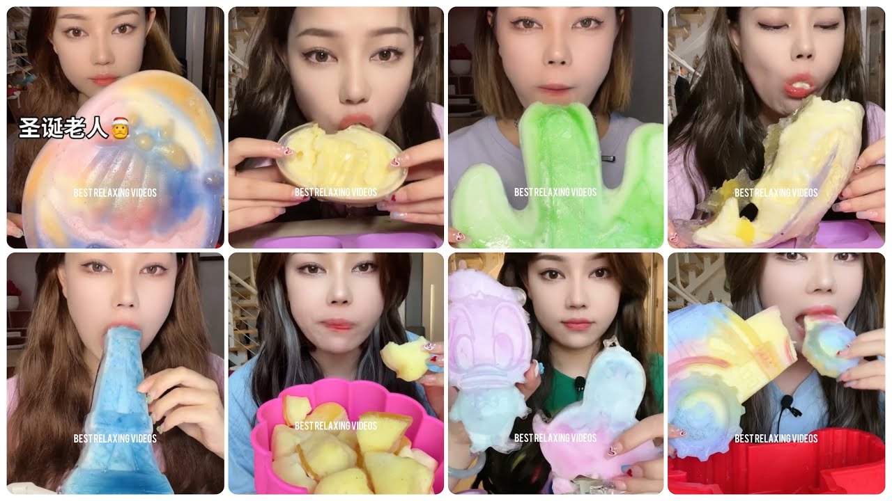 [ASMR] COLORED FOAM ICE EATING BY SUN GIRL 👧🏻💓💛 & FLUFFY ICE EATING 🤤 & ONLY SUN GIRL 😍✌🏼