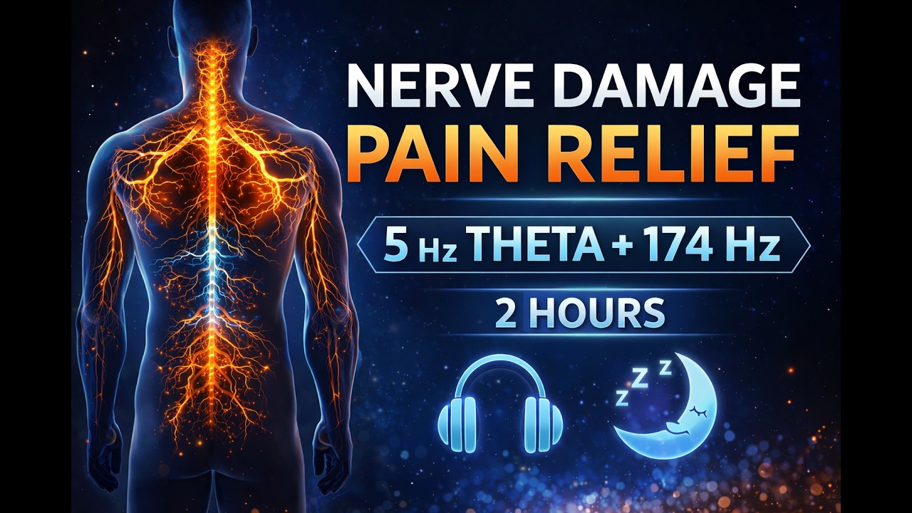Binaural Beats for Nerve Pain Relief | 174 Hz + 5 Hz Theta | 2 Hour Healing Frequency