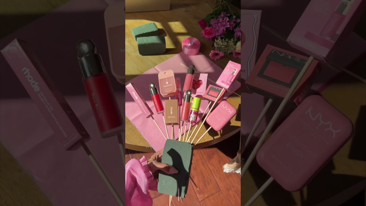 DIY Makeup Bouquet 💐 #valentines #valentinesdaygift