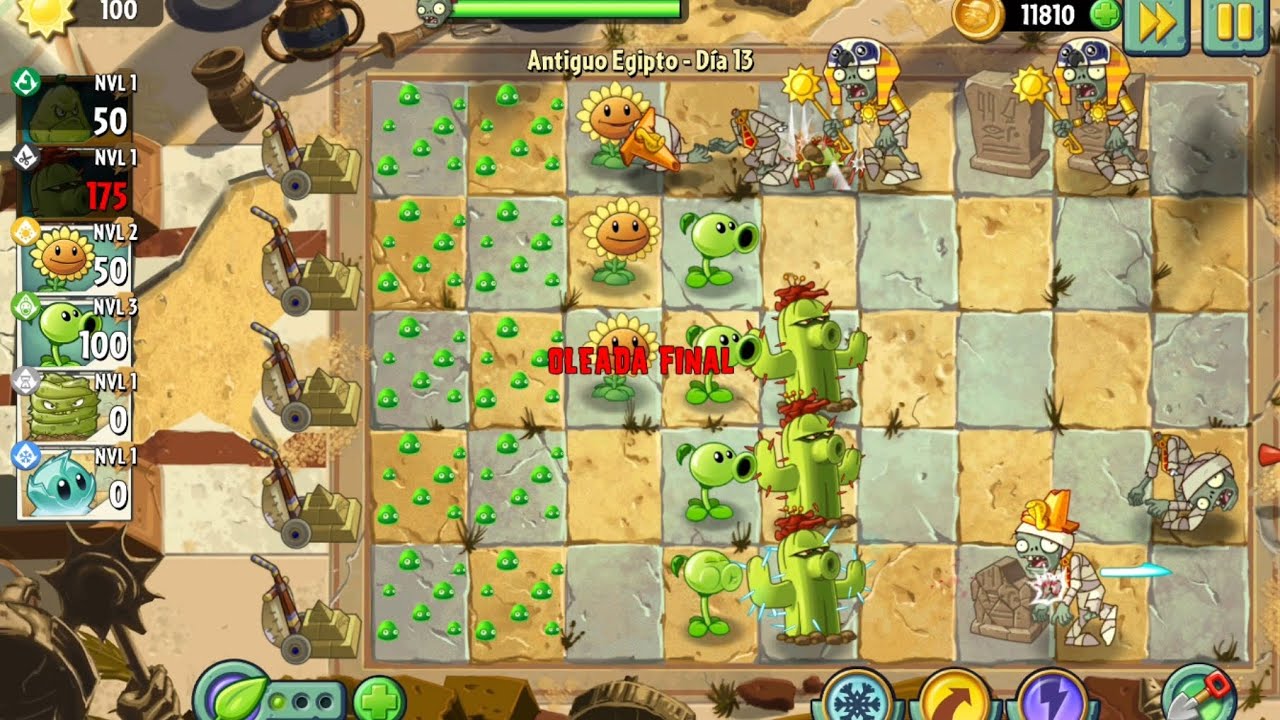 JUGANDO PLANTAS VS ZOMBIES 2 (ANTIGUO EGIPTO DIA 13)