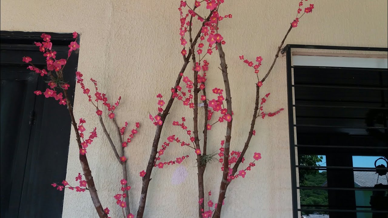 Diy: árvore com galhos secos e flores de eva / árvore francesa # 65