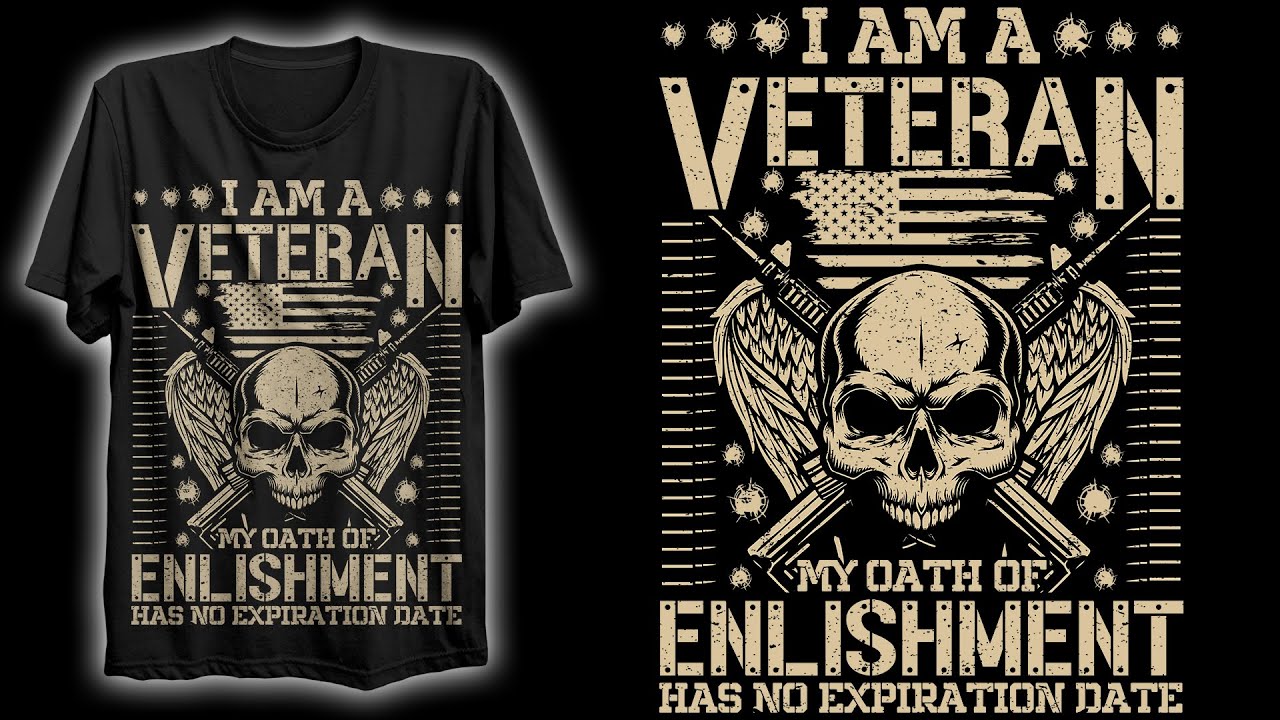 VETERAN T-Shirt Design | Advance T-Shirt Design| How To Design A T-Shirt In Illustrator | US VETERAN