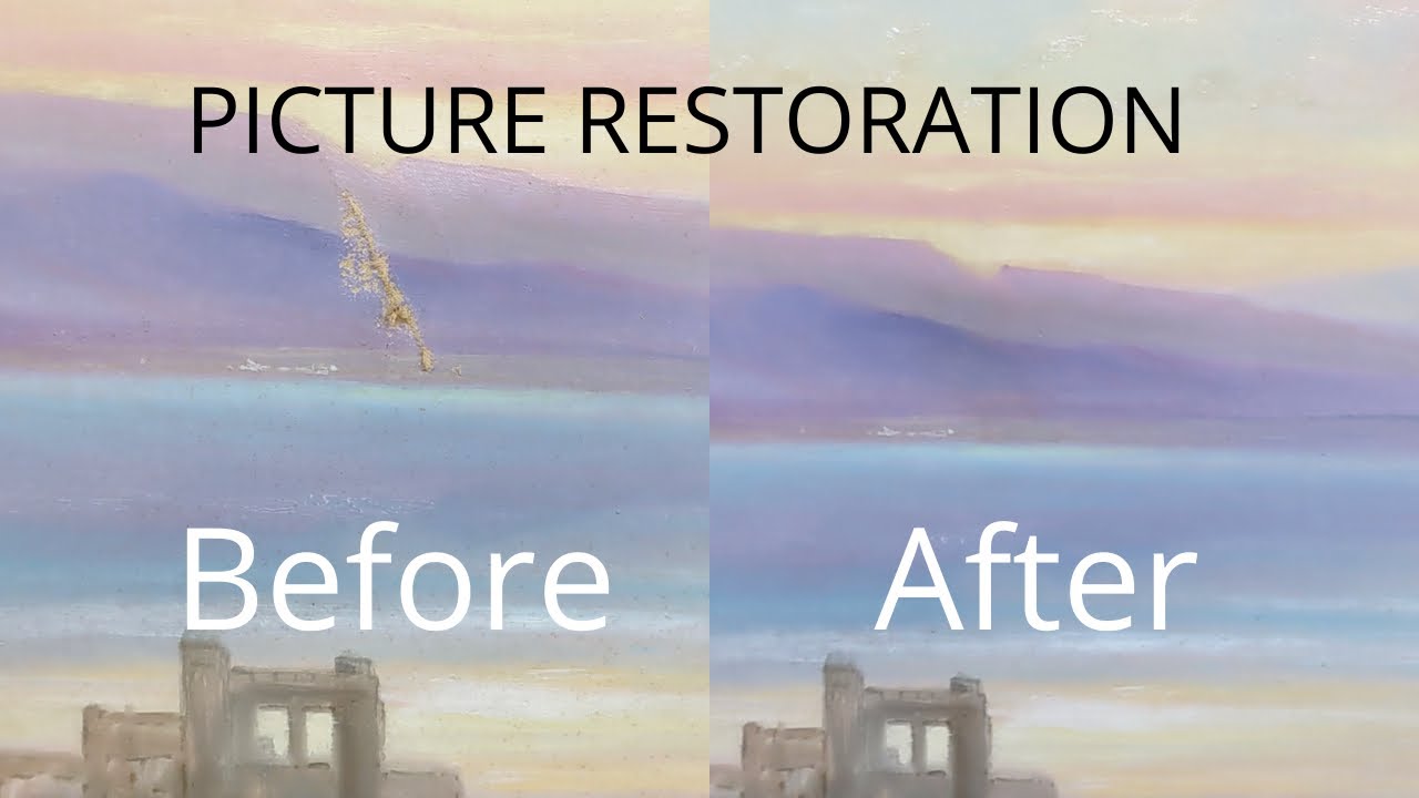 Restoring an oil painting - Sunset Landscape