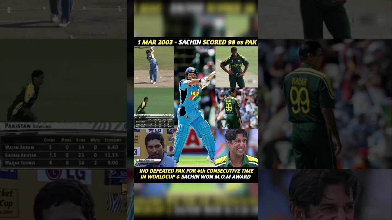 1Mar 2003 Sachin Scored 98 Vs Pak #shorts #viral #trending #ipl #csk #mi #rcb #cricket #dc #rr #kkr