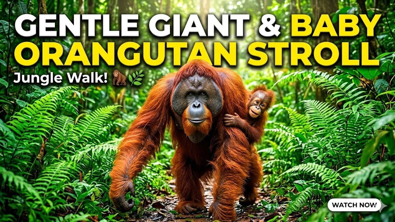 Gentle Giant & Baby Orangutan Stroll Through the Jungle 🦧🌿