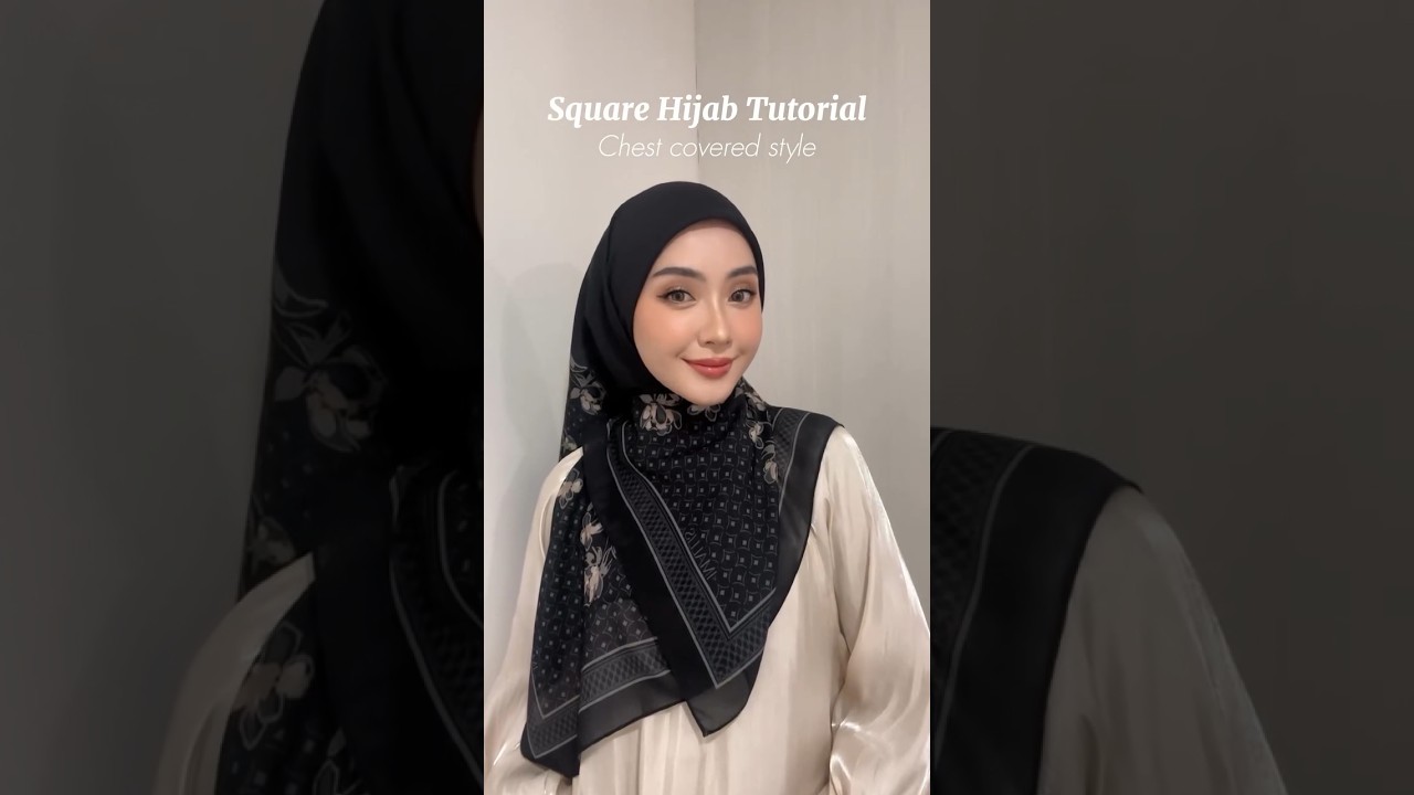 Another square hijab tutorial🖤 #hijabtutorial #hijabstyles #shawl #bawal#shorts#modesty #fypシ゚viral
