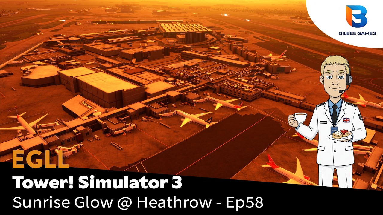 Heathrow's Golden Hour! Amazing Sunrise & Real-World Traffic at EGLL! (Tower! Simulator 3)