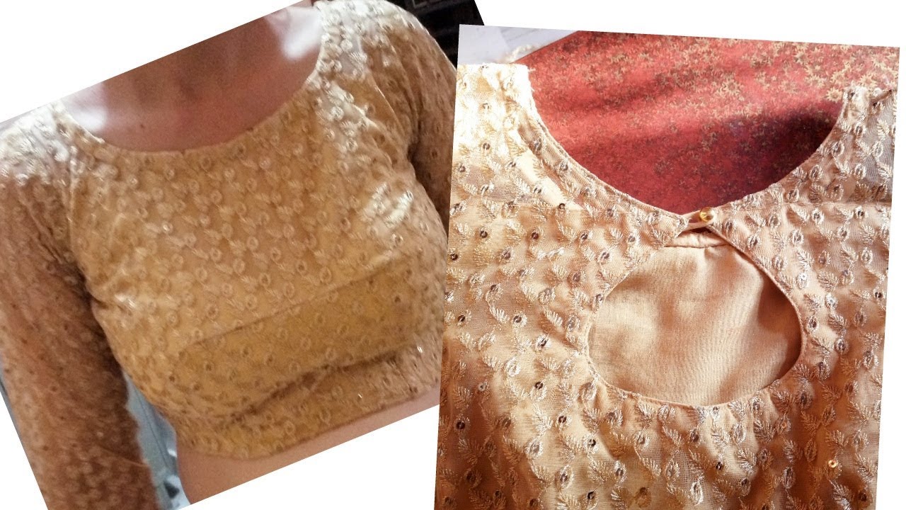 Desiner net blouse cutting an stiching with zip