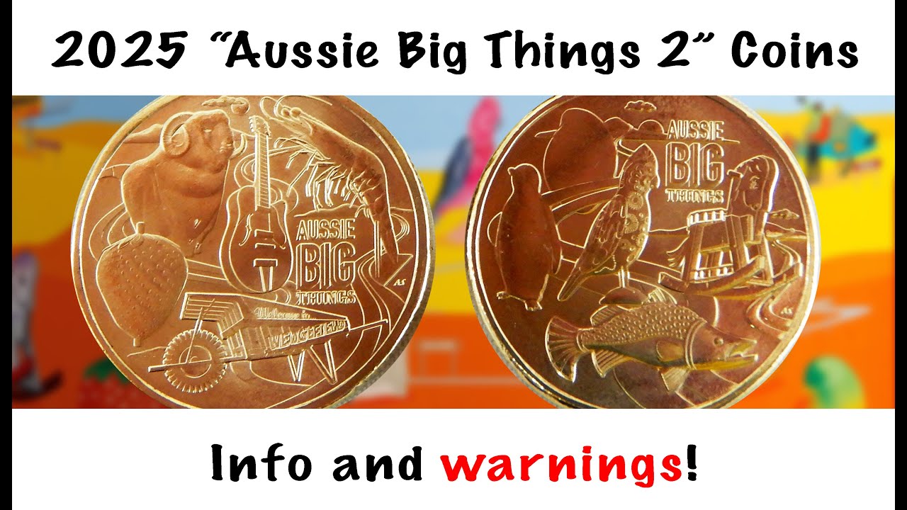 New Aussie Big Things 2 Coin Set (2025) - 12 $1 Coins from Australia Post with Coloured Coin & Tube