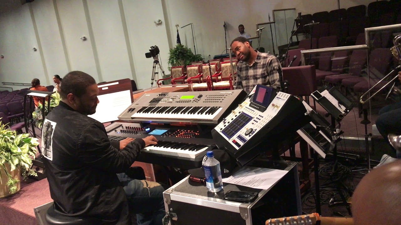 Musical director extraordinaire Loren Dawson vibes out with the band after church!!!!SMH