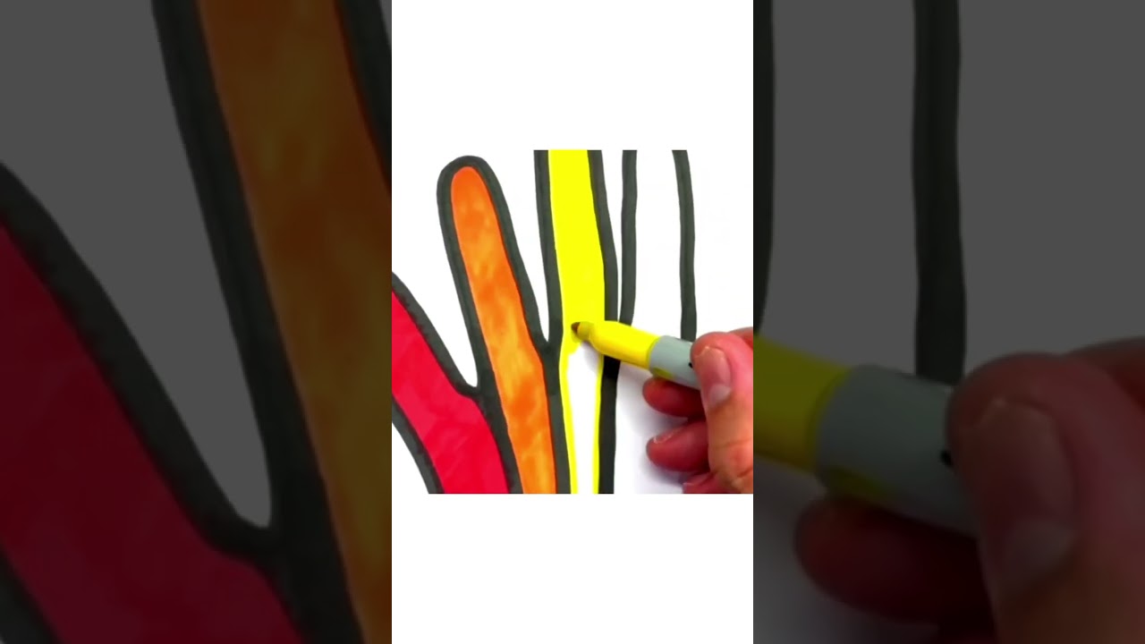 Rainbow colorful hand easy drawing coloring for kids #kidsart #rainbow #hand #drawingtutorial