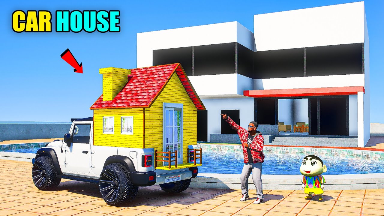 Franklin & Shinchan Built A House On His Mahindra Thar Roxx Car  Indian Bike Driving 3D