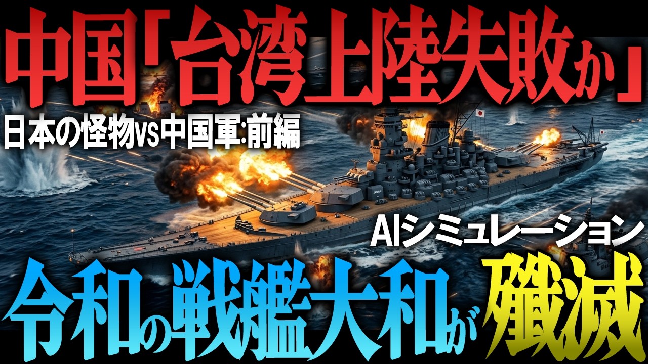 【日中激突】中国「台湾上陸は失敗だ…」もしも日本の令和の戦艦大和が台湾有事で投入されたら…台湾海峡が中国上陸艦隊の狩場に！中国軍が逃げ場を失い壊滅した衝撃の理由【AIシミュレーション】