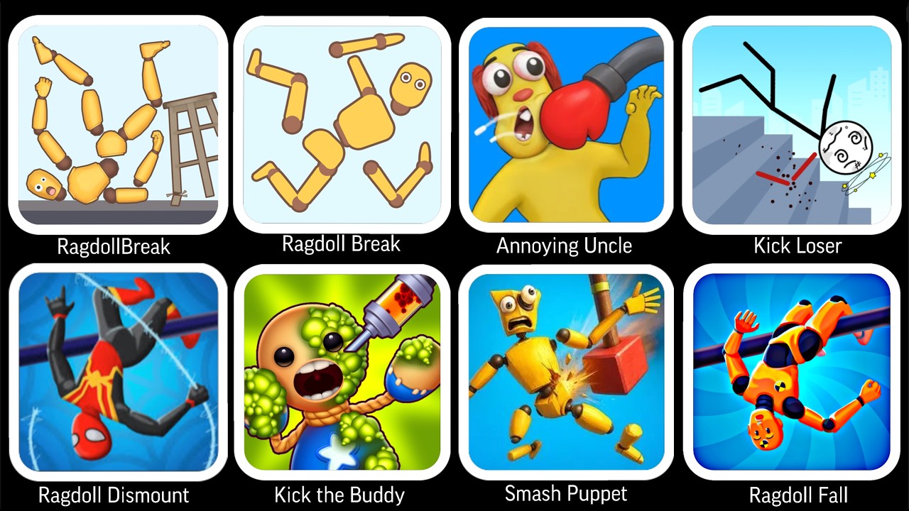 Roblox,Sprunki Survival,Ragdoll Falls,Ragdoll Break,Kick the Buddy,Annoying Uncle Punch,Kick Loser