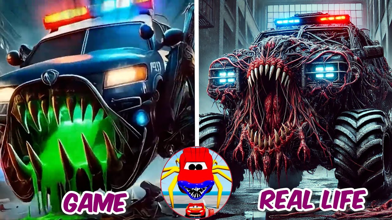 Police Car Head Eater Monster In Real Life | All Eater Monster | Tiles Hop EDM Rush Coffin Dance