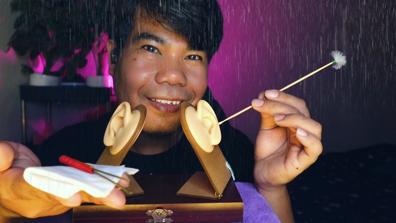 ASMR Thai แคะหูหน้าฝน เป่าหู เช็ดหู👂Ear Picking (No Talking)