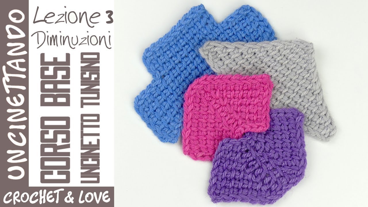 Corso Uncinetto Tunisino - Lez. 3 - le Diminuzioni Singole e Multiple (sub. eng. y esp.)