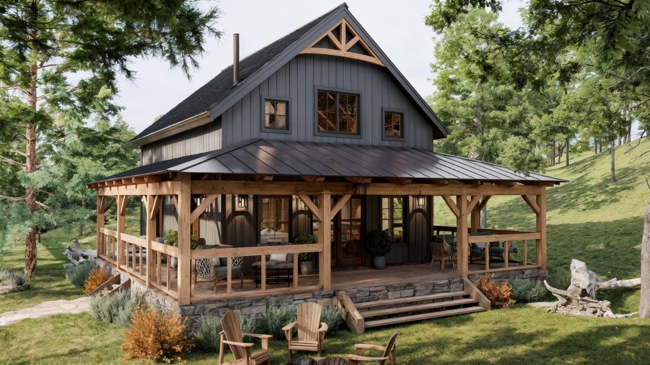 23'x29' (7x9m) Fall in Love with This Cozy Little Cabin in the Woods | STUNNING!