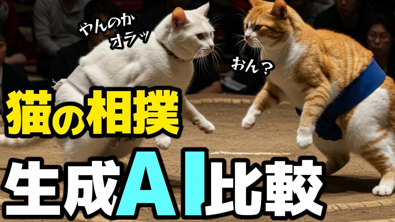 【生成AI 比較】猫の相撲
