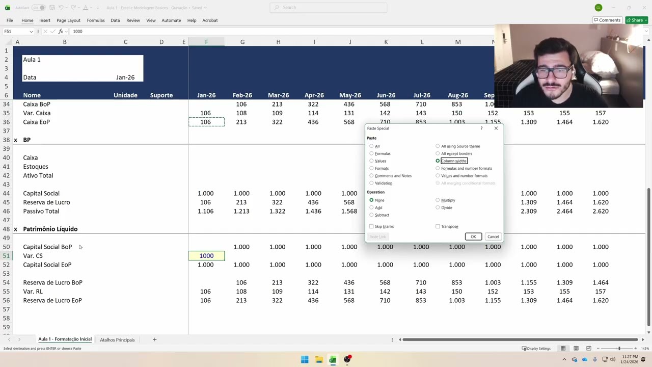 Modelagem Financeira (Valuation) - Aula 2: Conectando DRE, DFC e BP
