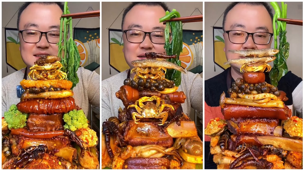 Mukbang#56 :Eat belly pork, 😋😋 Fried skewers. Noodles 🍜🍜#belly #mukbang #yummyfood