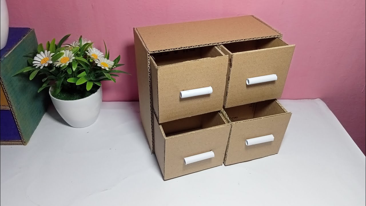 4 kotak laci mini dari kardus bekas | DIY | diycrafts