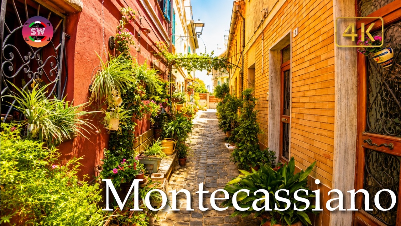 Montecassiano (Marche), Italy【Walking Tour】History in Subtitles - 4K