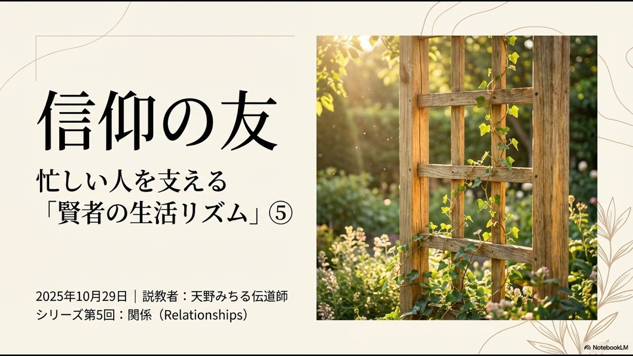 「信仰の友」～忙しい人を支える「賢者の生活リズム」⑤～天野みちる伝道師【水曜祈祷会】2026-02-25