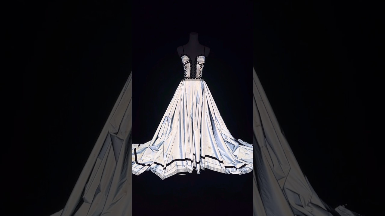 I made a Dress that GLOWS! Wait until you see a camera flash touch it🤯 #dress #sewing