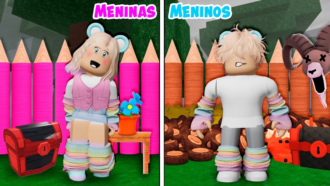 MENINAS vs MENINOS no 99 NOITES PRA SOBREVIVER NA FLORESTA - ROBLOX