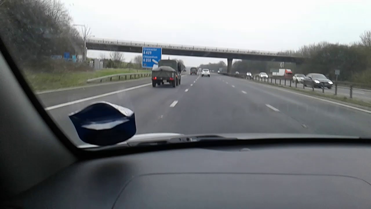 I saw army trucks on the motoway