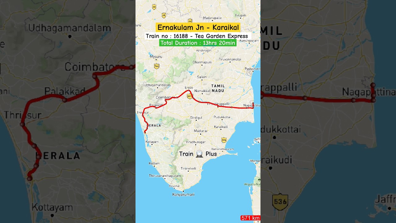 Train no :16188 - Tea Garden Express Route l Ernakulam To Karaikal #shorts #kerala #irctc