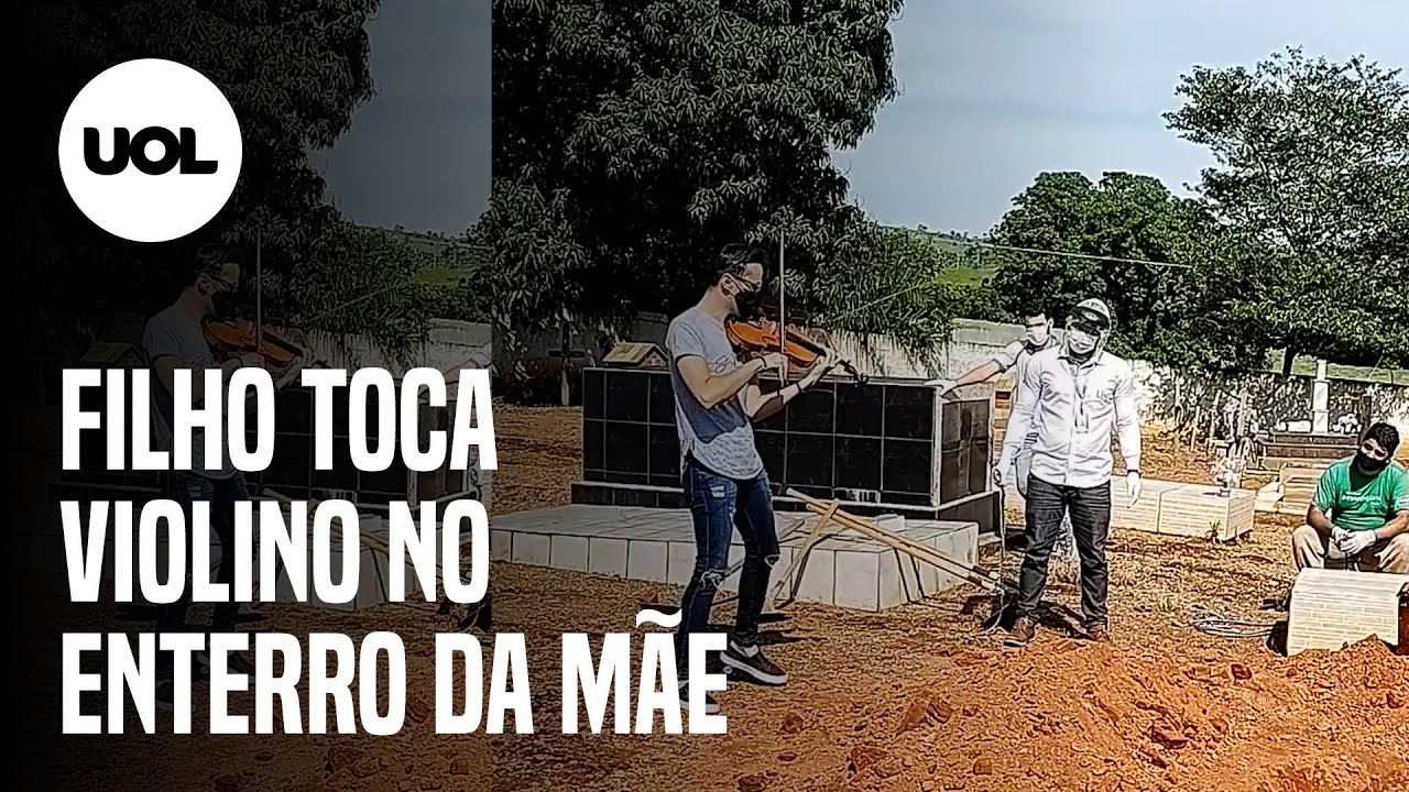 Filho toca violino no enterro de mãe que morreu de covid aos 46 anos: 