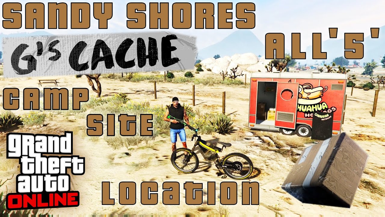 All 5 G's Cache Locations at SANDY SHORES - Camp Site | GTA 5 Online | Geralds Cache Spawn Points