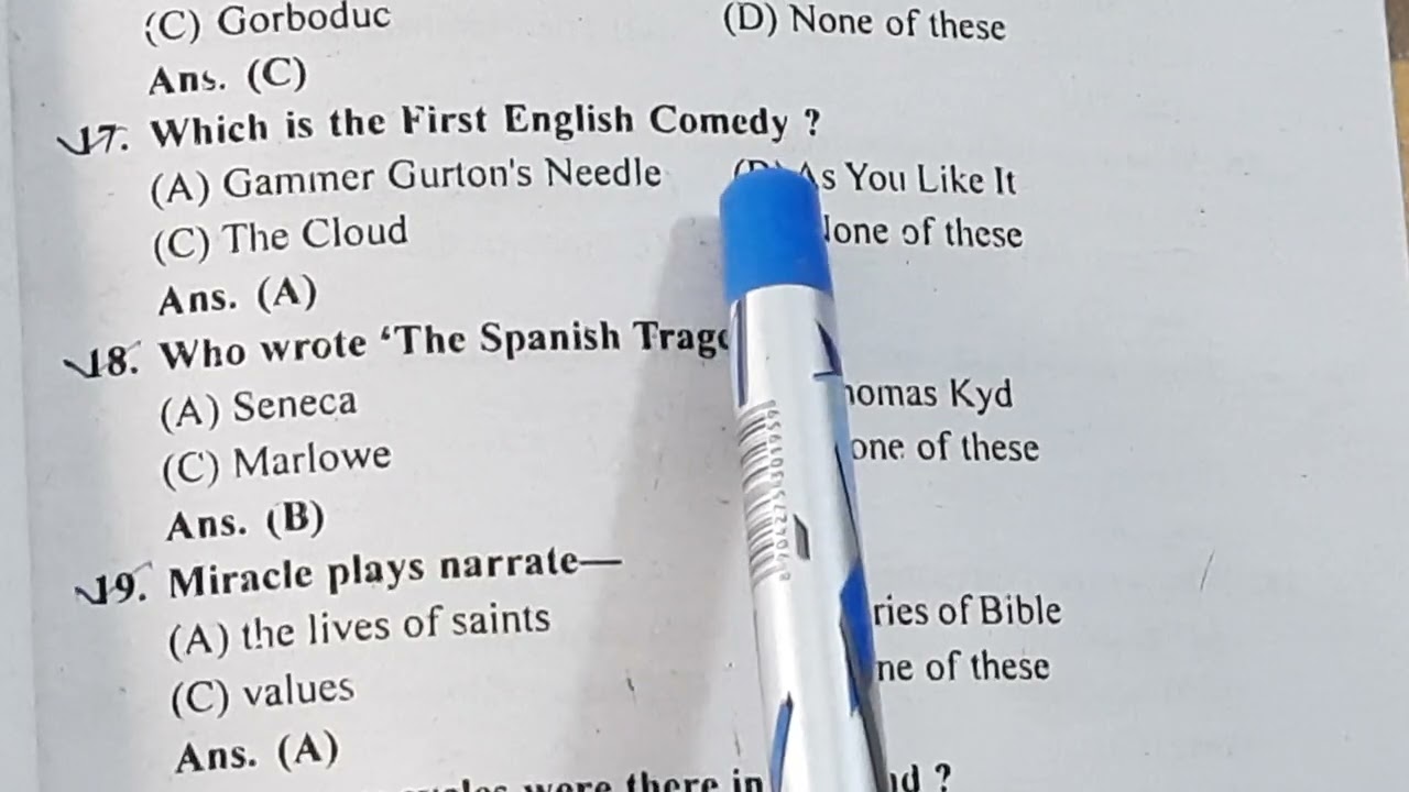 most important MCQs (objective type questions) on drama and its types (unit 1st semester 3rd)