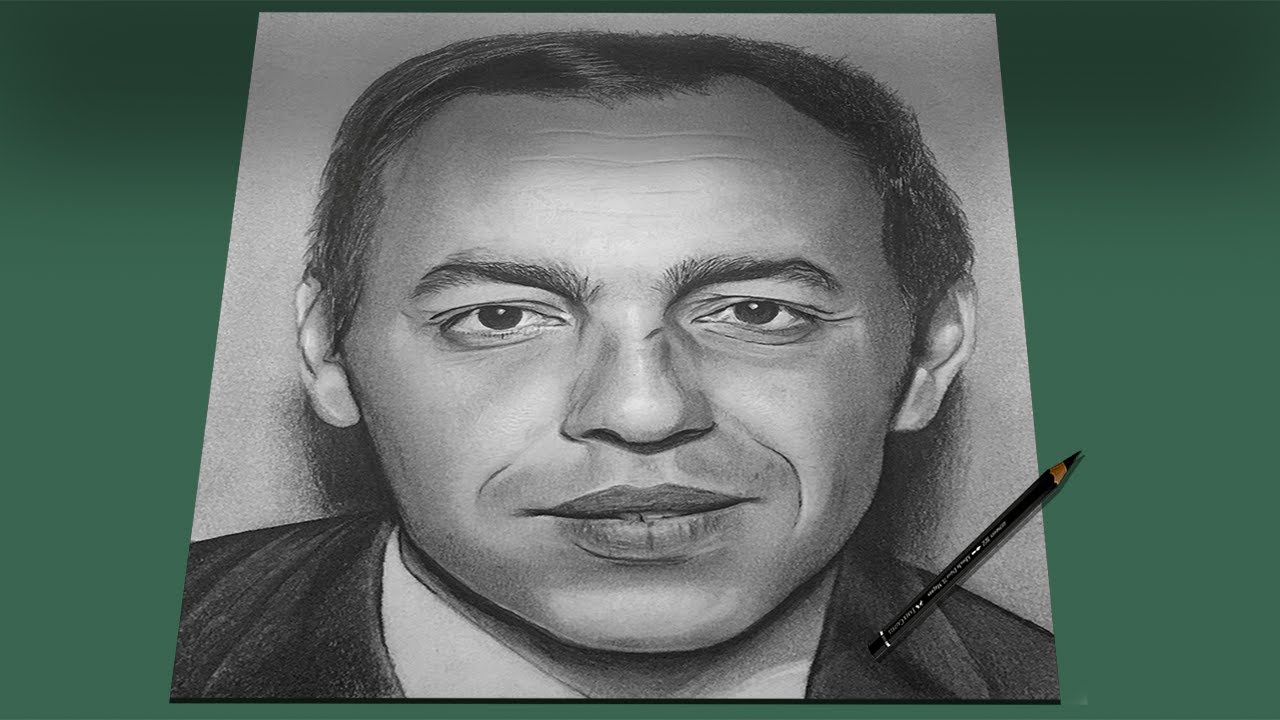 Drawing facial features with high accuracy l late King Hassan II Portrait