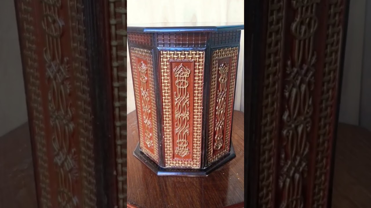 An octagonal table with a floral geometric motif
