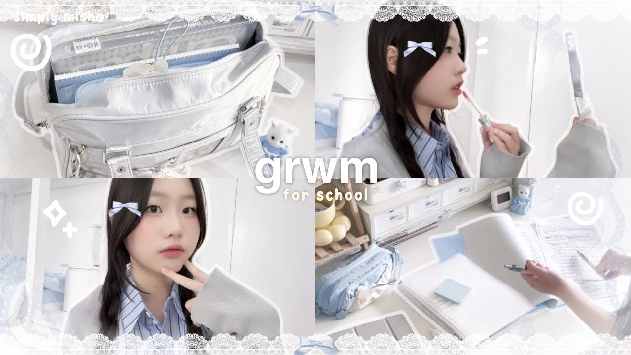 GRWM for school 🐰📓: korean inspired makeup look for students, for back to school + beauty tips