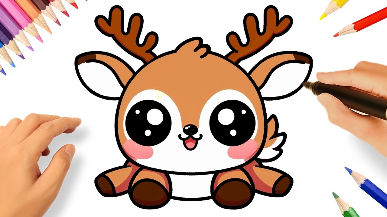 HOW TO DRAW A CUTE KAWAII DEER STEP BY STEP 🦌💟