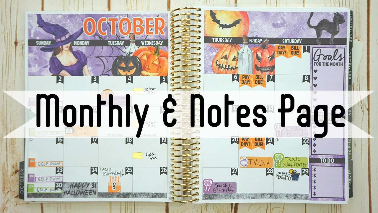 October Monthly & Notes Page / Plan With ME!
