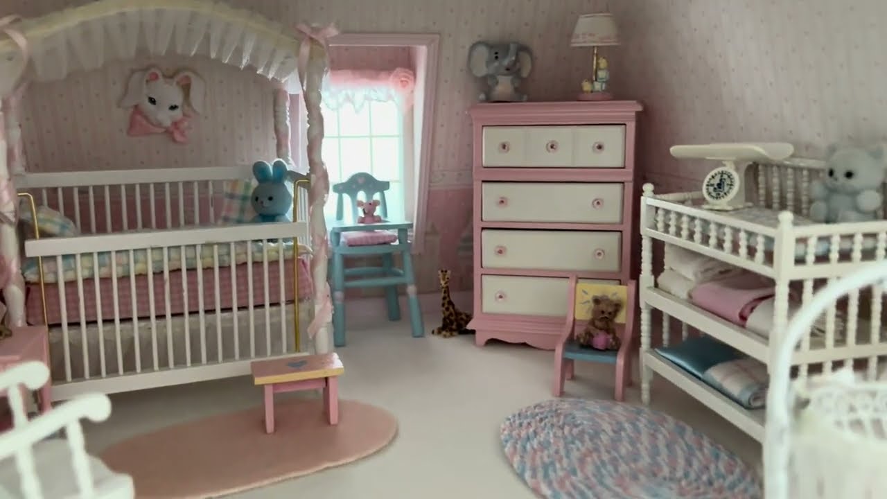 Victorian Dollhouse tour. Newport Dollhouse interior with wing