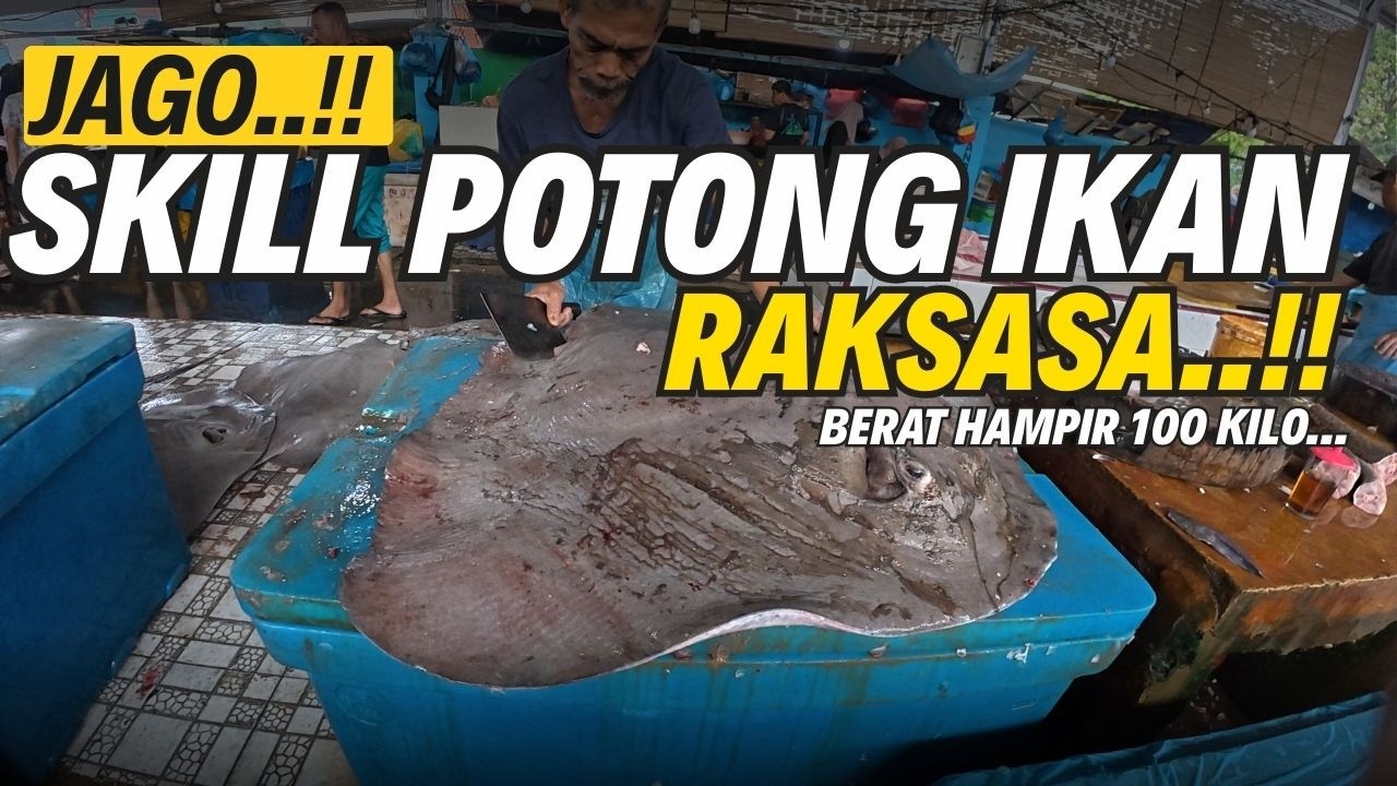 Skill Jago! Cara Potong Ikan Pari Berat Hampir 100Kg