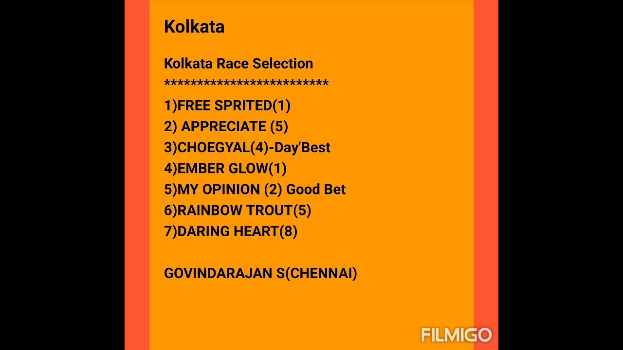 KOLKATA RACE SELECTIONS (29/10/21) @ALLINDIARACE CHANNEL