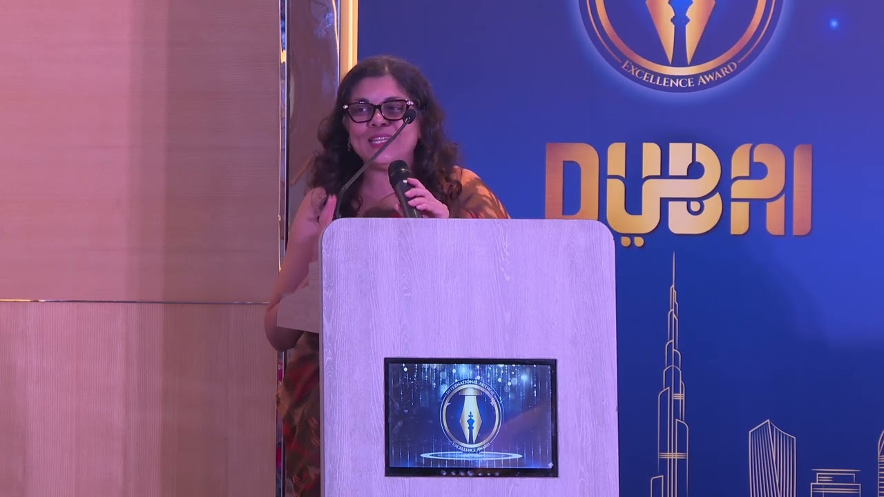 Speaking at the International Author Excellence Award event, Dubai, 22nd June, 2025