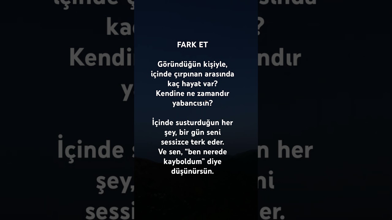 @FarkEt-7 #FarkEt  #PsikolojiDerki  #DuygusalVideo  #KendiniBul  #İ&ccedil;selYolculuk  #Motivasyon