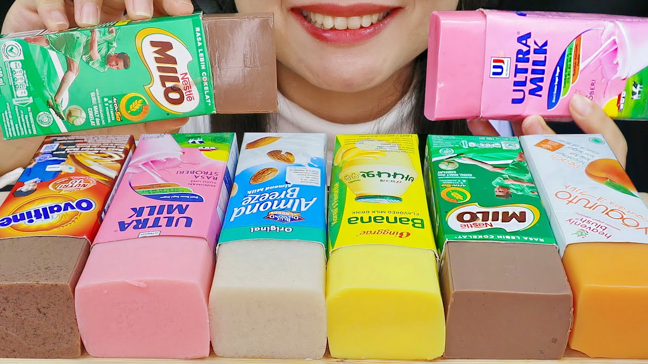 ASMR PUDING SUSU KOTAK - MILO, OVALTINE, ULTRAMILK STRAWBERRY, BINGGRAE BANANA, HEAVENLY BLUSH