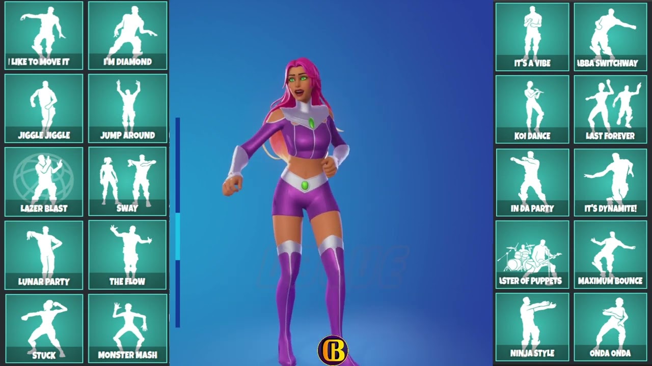NEW STARFIRE All ICON Emotes & Dances (All Emote Music) - Fortnite